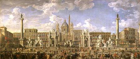 Preparation For the Firework Display Held at Piazza Navona to Celebrate the Birth of the Dauphin od Giovanni Paolo Pannini