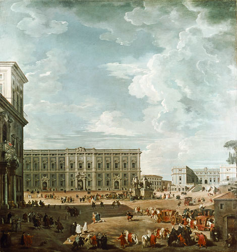 View of the Piazza del Quirinale, Rome od Giovanni Paolo Pannini