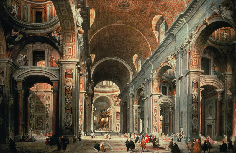 Interior of St. Peter's, Rome od Giovanni Paolo Pannini or Panini