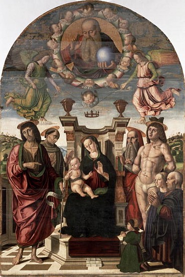 The Madonna and Child Enthroned with Saints od Giovanni Santi or Sanzio