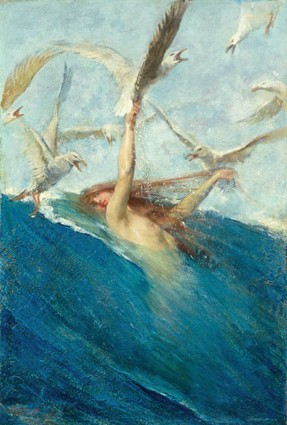 A Mermaid Being Mobbed by Seagulls od Giovanni Segantini