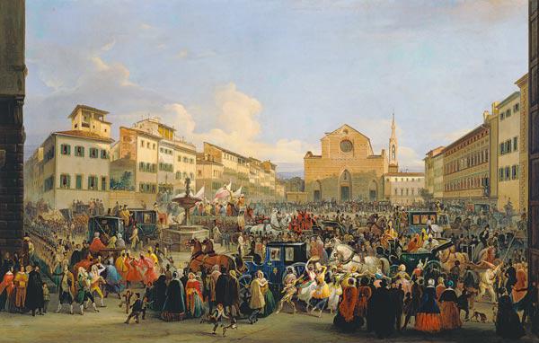 View of Piazza Santa Croce on the occasion of a carnival