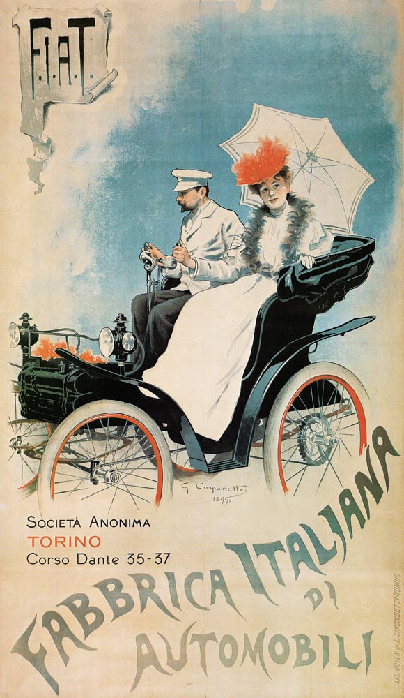 Poster advertising an early 'FIAT' car od Giovanni Battista Carpanetto