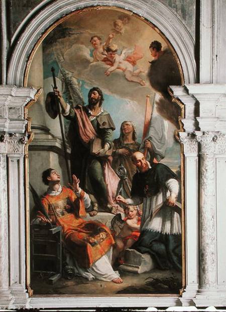 Saint Lawrence, Saint Francis of Sales, Saint Rocco and Saint Anne od Girolamo Brusaferro