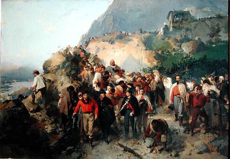 The Injured Garibaldi (1807-82) in the Aspromonte Mountains od Girolamo Induno