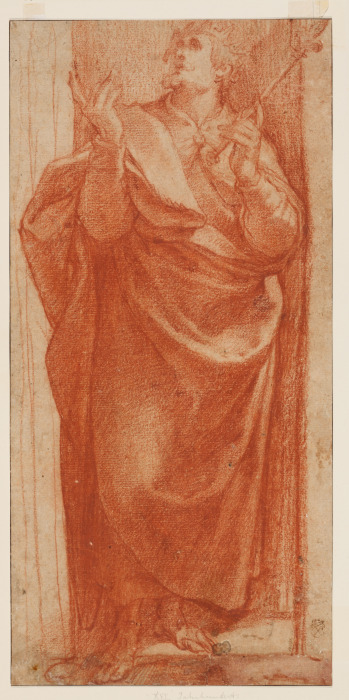 Stehender aufblickender König mit Lilienzepter od Girolamo Muziano