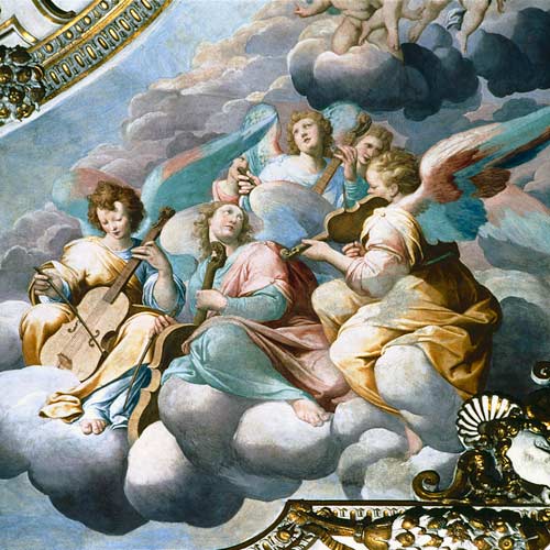 Detail of angel musicians from the vault of the choir od Giulio Cesare Procaccini