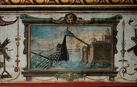 An device that allowed Archimedes (c.287-12 BC) to drag a ship ashore, Stanza della Mattematica od Giulio Parigi