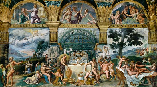 The noble banquet celebrating the marriage of Cupid and Psyche from the Sala di Amore e Psiche od Giulio Romano
