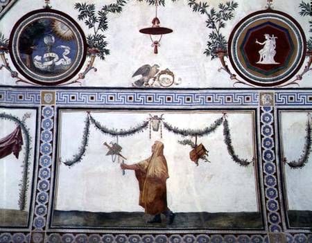 The 'Camera con Fregio di Amorini' (Chamber of the Cupid Frieze) detail of the ceiling depicting a r od Giulio Romano