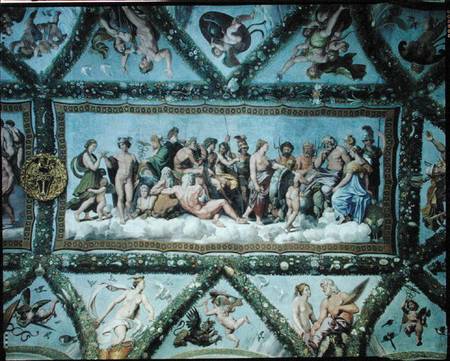 The Council of the Gods, ceiling decoration from the 'Loggia of Cupid and Psyche' od Giulio Romano