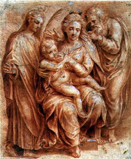 Holy Family with a Virgin Martyr od Giulio Romano
