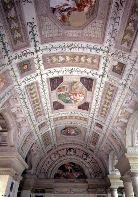 The Loggia di Davide (or D'Onore), ceiling depicting biblical subjects including a lunette of David od Giulio  Romano