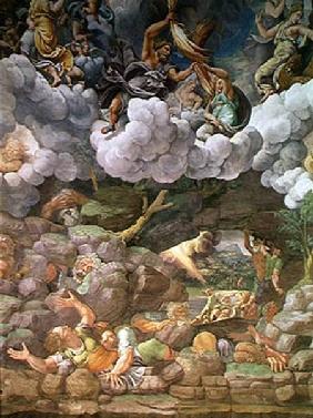 Olympus and Zeus Destroying the Rebellious Giants, detail from one of the walls of the Sala dei Giga