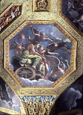 Venus and Cupid in a chariot drawn by swans, ceiling caisson from the Sala di Amore e Psiche