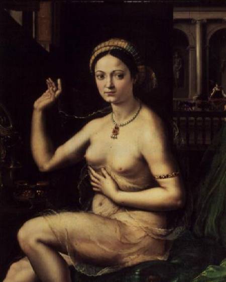 Woman with a Mirror od Giulio Romano