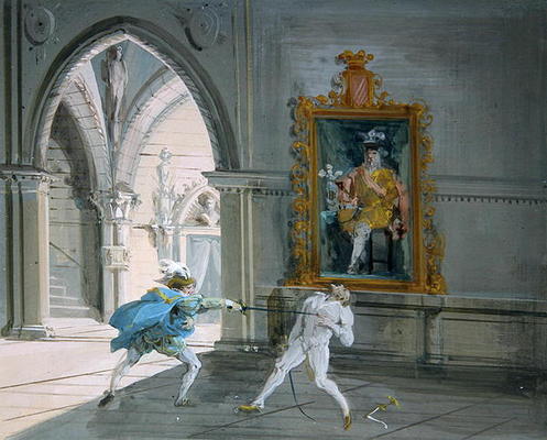 Don Juan, The Duel (w/c on paper) od Giuseppe Bernardino Bison