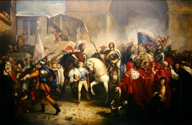 Entry of Charles VIII (1470-98) into Florence in 1494 (oil on canvas) od Giuseppe Bezzuoli