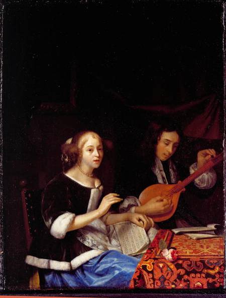 A Young Couple Making Music od Godfried Schalcken