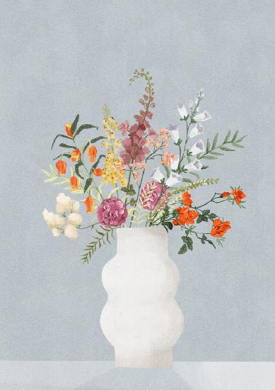 Flowers In Vase, Blue