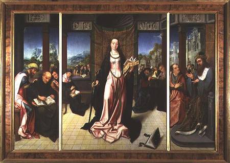 St. Catherine and the Philosophers (panel) od Goossen  van der Weyden
