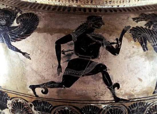 Perseus Fleeing from the Gorgons, detail from an Attic black-figure dinos, Greek, c.590 BC (pottery) od Gorgon Painter