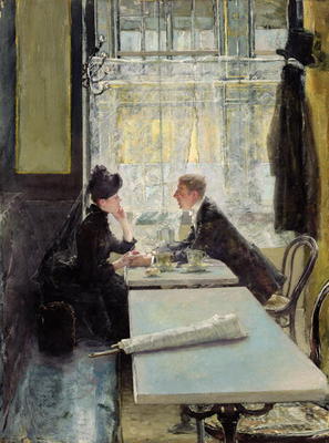 Lovers in a Cafe (panel) od Gotthardt Johann Kuehl