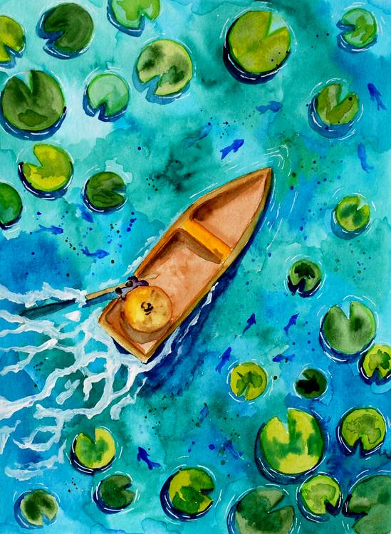 Bootsfahrt auf See in türkis od Sebastian  Grafmann