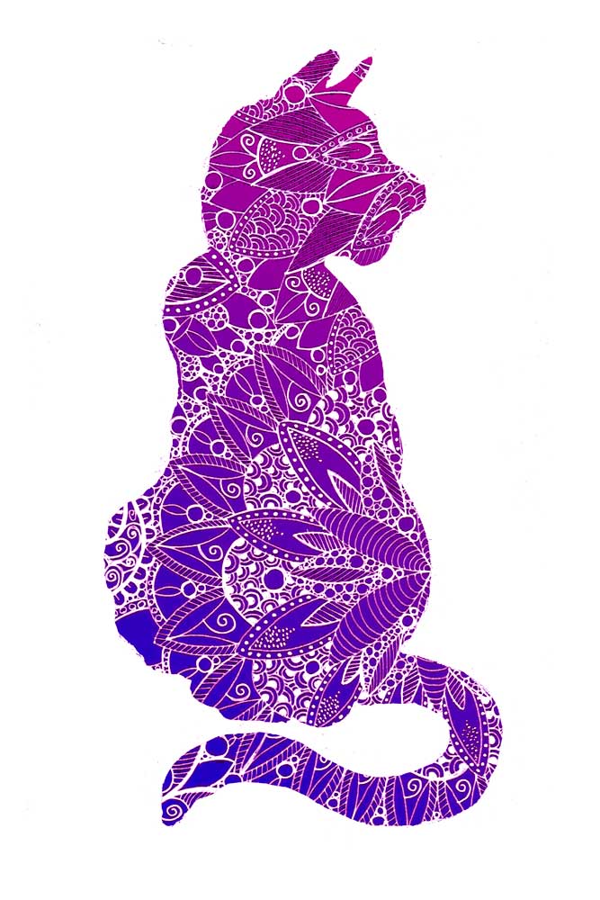 Purple Mandala Cat Silhouette od Sebastian  Grafmann