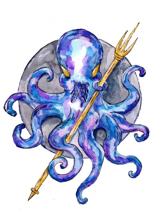 Purple Octopus with Trident od Sebastian  Grafmann
