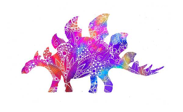 Rainbow Mandala Stegosaur Dinosaur od Sebastian  Grafmann