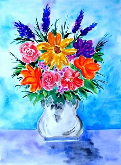 Bunter Blumenstrauß in Vase