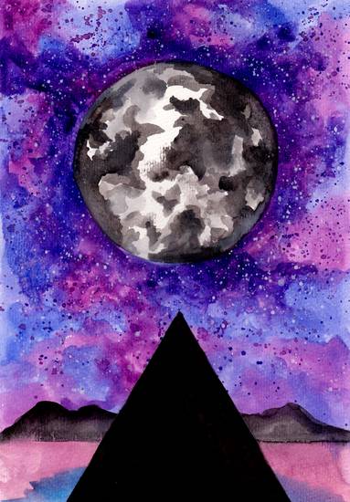 Moon Pyramid in Purple Sky