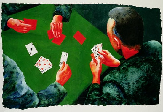 Card Game, 1988 (w/c and acrylic on paper)  od Graham  Dean