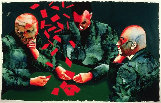 The Card Players, 1987 (w/c & acrylic on paper)  od Graham  Dean