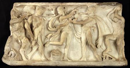 Fragment of a sarcophagus depicting satyrs and a maenad od Grececke Umeni
