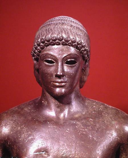 The Apollo of Piombino, detail of the head of the statue, found in Benevento, Greek od Greek School