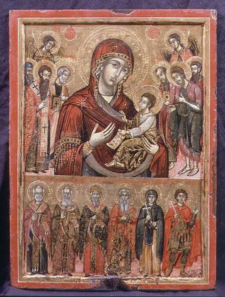The Mother of God Hodegetria and Saints, icon from the Cycladic Islands od Greek School