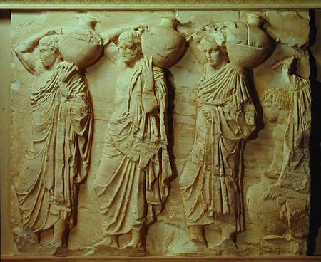 Relief depicting hydria carriers from the North Frieze of the Parthenon od Greek School