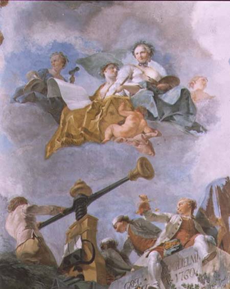 Allegorical figures, detail of the ceiling of the Great Gallery od Gregorio Guglielmi