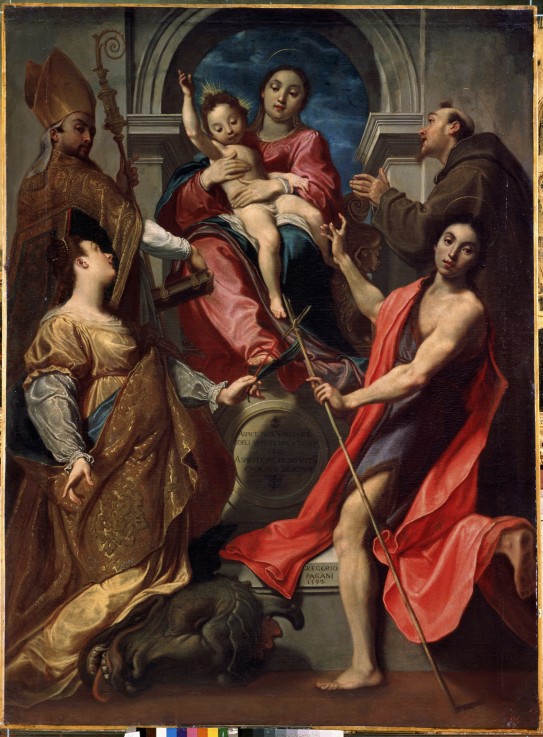 Virgin and Child with Saints Francis of Assisi, John the Baptist, Margaret and Gregory the Great od Gregorio Pagani