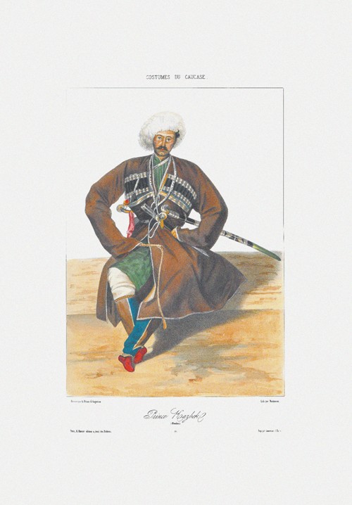 Prince Kazbek of Ossetia (From: Scenes, paysages, meurs et costumes du Caucase) od Grigori Grigorevich Gagarin
