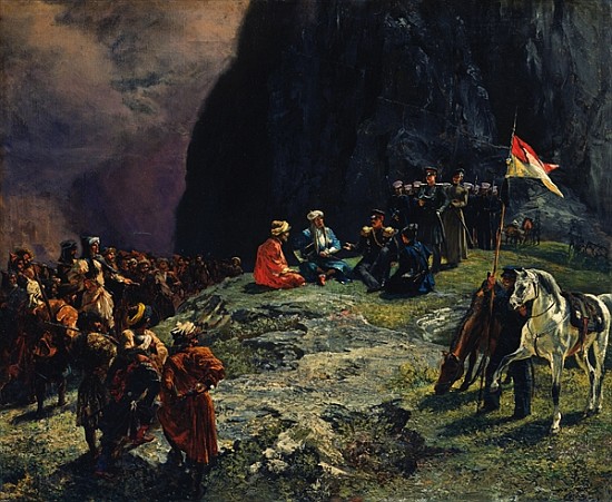 The Meeting of General Kluke von Klugenau and Imam Shamil in 1837 od Grigori Grigorevich Gagarin