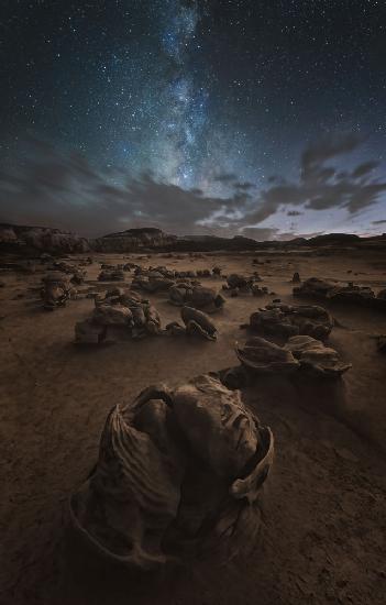 Mudstones and Milky way in Badlands