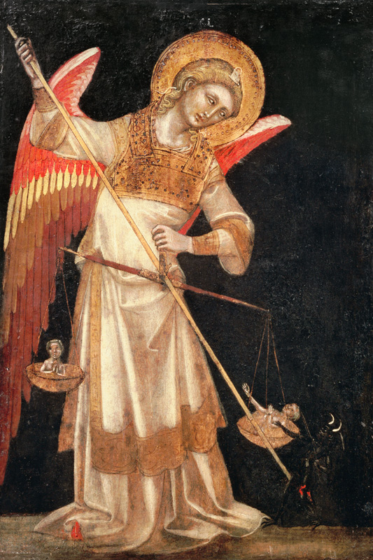 Der Erzengel Michael mit der Seelenwaage. od Guariento d` Arpo
