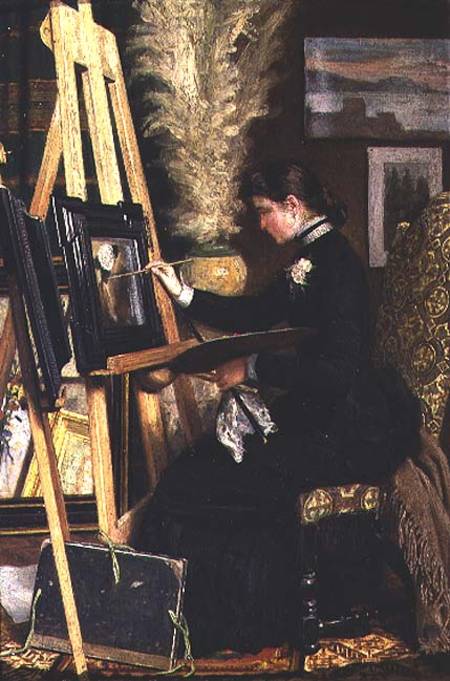 Portrait of Josephine Gillow painting at an easel od Guido Guidi