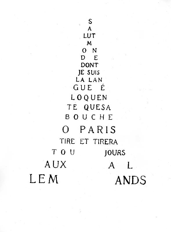 Calligram by French poet Guillaume Apollinaire: Eiffel Tower od Guillaume Apollinaire