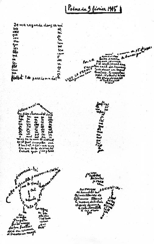 Calligram, poem by Guillaume Apollinaire od Guillaume Apollinaire