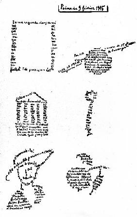 Calligram, poem by Guillaume Apollinaire
