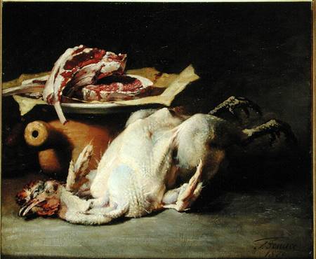 Still Life of a Chicken and Cutlets od Guillaume Romain Fouace